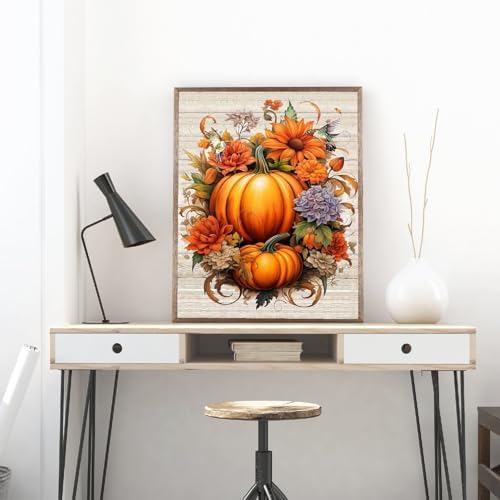 MjhRcll Fall Stamped Cross Stitch Kits,DIY Colorful Pumpkins Cross Stitch Ornament Kits for Adults Beginners, Counted Embroidery Needlepoint Kits Home Decor 12x16inch - Image 5