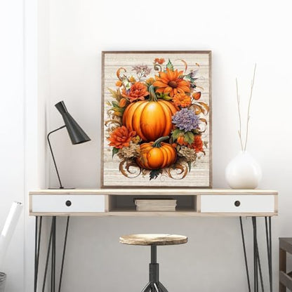 MjhRcll Fall Stamped Cross Stitch Kits,DIY Colorful Pumpkins Cross Stitch Ornament Kits for Adults Beginners, Counted Embroidery Needlepoint Kits Home Decor 12x16inch - Image 5