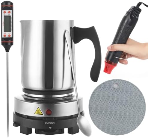 handysienda Candle Making Kit with Hot Plate for Adults, Soy Candle Make Set with Wax Melter for Beginners, Heat Gun, 900ml Pouring Pot Pitcher, Thermometer, Candle Making Supplies Accessories by handysienda