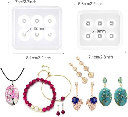 6 Pack Resin Beads Molds with Hole Silicone Resin Epoxy Molds for Cabochon Gemstone Pendant Earrings Jewelry Casting - Image 4