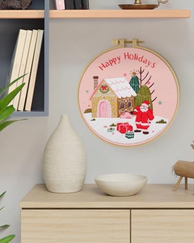 ERKOON Christmas Embroidery Kit for Beginners, Cross Stitch Set for Include Embroidery Cloth Hoops Threads for Craft Lover Hand Stitch with Embroidery Skill Techniques (Santa Claus) - Image 7