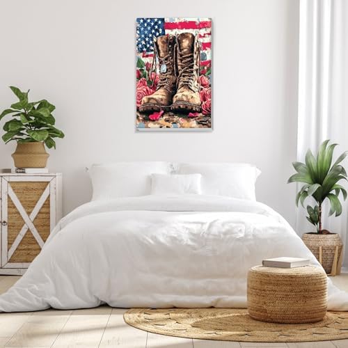Bowetile Independence Day Paint by Numbers for Adults with Frame, 4th of July Adults' Paint-by-Number Kits on Canvas, Easy Acrylic American Flag Oil Number Painting for Home Decor, 8x12in - Image 4