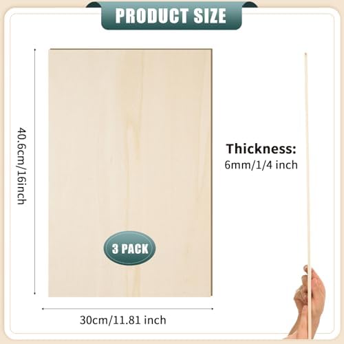 12 Pack 12 x 16 x 1/4 Inch-6mm Thick Basswood Sheets for Crafts Unfinished Plywood Boards Square Crafts Wood Sheets for DIY Laser Project, Wood Burning, Engraving, Staining, Architectural Model - Image 2