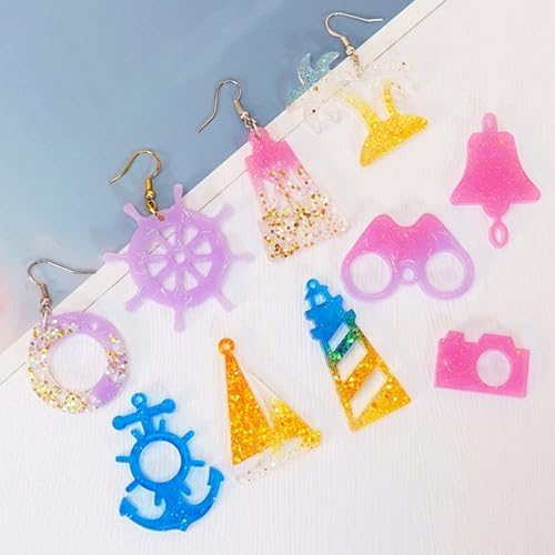 4 PCS Resin Molds Earring Jewelry Casting Silicone Molds, Marine Style Resin Earring Molds Silicone with Ear Hooks, Jump Rings for DIY Earrings, Pendant Craft Supplies, Resin Jewelry - Image 6