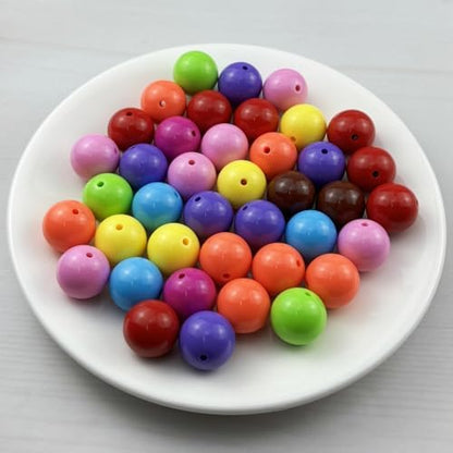 40pcs Acrylic Round Beads for Crafts 18mm Resin Candy Color Spacer Beads with Hole for Jewelry Making Sewing Crafts Decoration Necklaces Bracelets Earrings Supplies(Dark Mix Colors) - Image 2