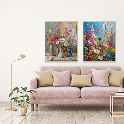 Clendo 4PCS Flowers Paint by Numbers Kit for Adults Beginner, Wild Floral Adult Paint by Number Kits on Canvas, Oil Painting Kit for Beginners Gift Home Wall Decor（12 * 16inch） - Image 4