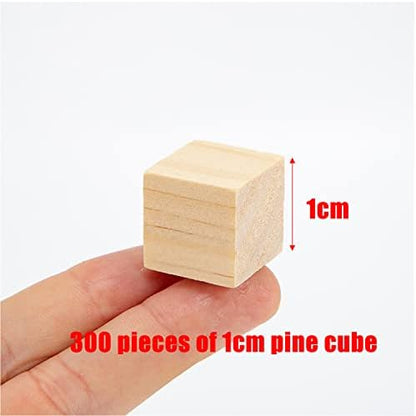 Wood Blocks for Crafts, Unfinished Wood Cubes, 1cm Natural Wooden Blocks, Pack of 300 Small Wood Square Blocks, Wooden Cubes for Arts and Crafts and DIY Projects - Image 2