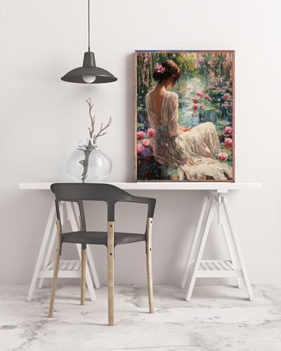 5DDIYART Lotus Woman Paint by Numbers for Adults Beginner, Paint by Number Kits on Canvas, Easy Acrylic Painting Home Wall Decor 16x20 inch - Image 2