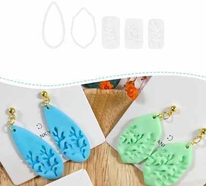 Xaekicr 5pcs Leaf Texture Polymer Clay Cutters – Clay Cutters for Earrings, Geometric Teardrop Shape Clay Tools, Clay Molds for Polymer Clay Jewelry DIY by Xaekicr