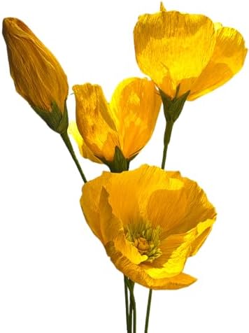 Crepe Paper Poppy Flower DIY Making Kit 24 pcs (Yellow) by Mybbshower