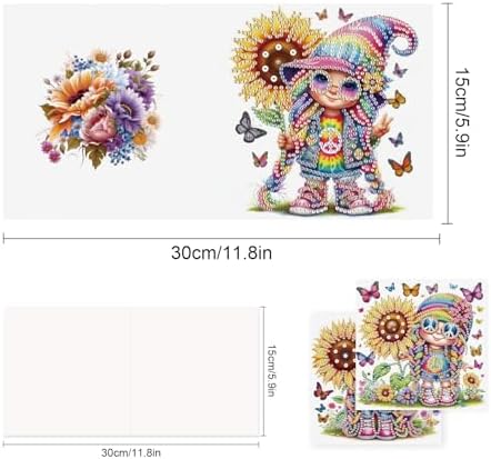 TDFERAN 6-Pack DIY Rainbow Sunflower Diamond Art Cards Valentines Day Craft Making Kit Diamond Art with Envelopes Diamond for Birthday Thanksgiving Day All Occasion Card - Image 2