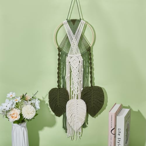 PLIGREAT DIY Leaf Dream Catcher Macrame Kit Adults Beginners Boho Dream Catcher Macrame Knotting Ornament Kit for Bedroom Living Room Office Apartment Wall Hanging Decor, Instructions Included - Image 6