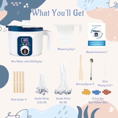 KQU Digital Wax Melting Pot with Temperature Control for Candle Making - Image 2