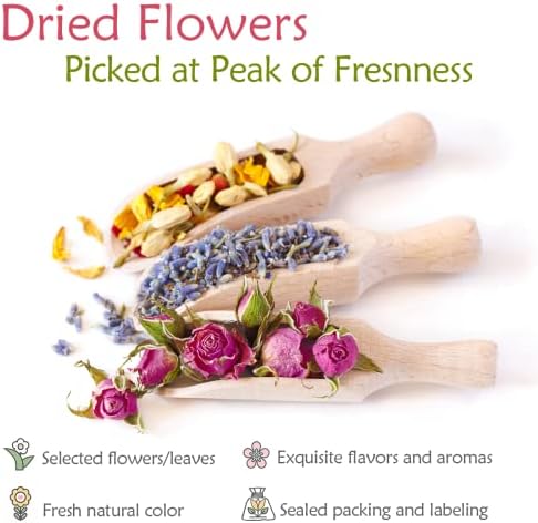 [Latest] 21 Pack Dried Flowers for Candle Making, 100% Natural Dried Herbs Kit for Soap Making, Bath, Resin Jewelry Making, Bulk Dried Flowers Include Lavender, Rose Petals, Rosebuds, Leaves, Lemon. - Image 3