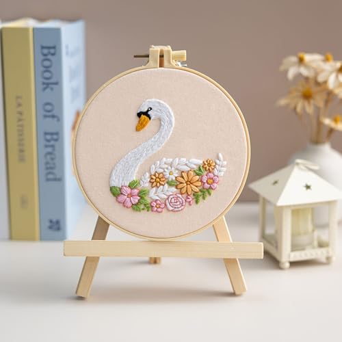 Louise Maelys Swan Floral Embroidery Kit for Beginners DIY Gift Set - Image 4