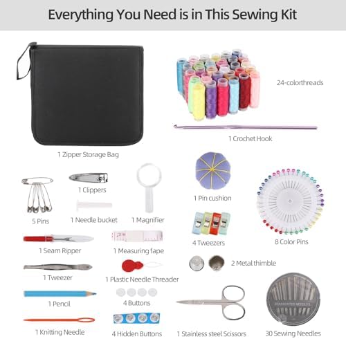 acDesign Sewing Kit for Adults, 131pcs Portable Hand Needle and Thread Kit for Sewing, Essential Sewing Supplies and Accessories for Adults, Beginner, Home, Travel - Image 2