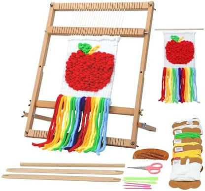 Weaving Loom for Beginners Adults/Kids and 1 Set of Weaving Works Complete Yarn Kit with Detailed Friendly Instructions, Parents and Children in The Holiday Experience Weaving Brings Fun_Apple by Unknown