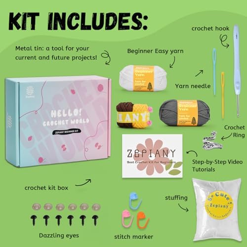 Zepiany Crochet Kit for Beginners, Crochet Kit for Adults Easy Arts Crochet Animals Crafts, Knitting Kit Crochet Kits Women Men with Step-by-Step Video Guides Crochet Gifts, Penguin Bee Bunny - Image 2