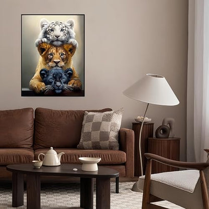 Three Tigers Painting by Numbers Kit for Adults Beginner,11.8X15.7 Inch - Image 2