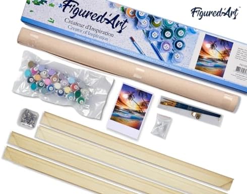 Figured'Art Paint by Numbers Kit for Adults Storm on The Beach 16"x20" - Craft Art Painting Rolled Canvas with DIY Wooden Frame - Image 5