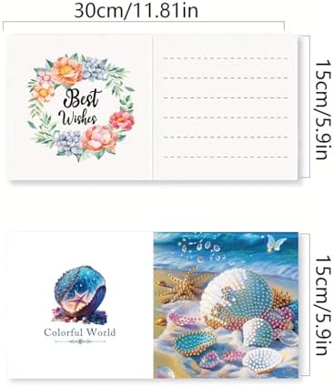 LSQFS 6 Pack Ocean Diamond Art Greeting Cards for Adults,5.9x5.9in - Image 2