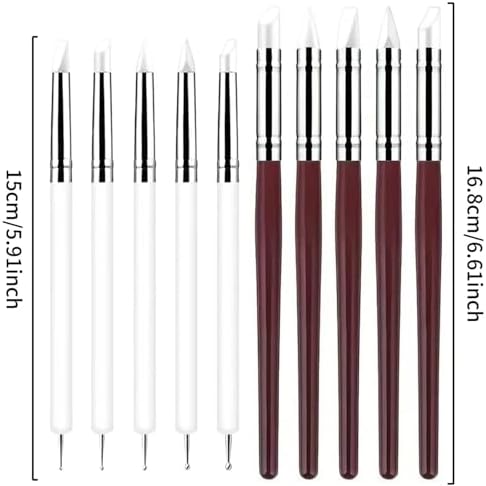 10 Pcs Silicone Clay Sculpting Tools Set, Double-Ended Dotting Tools & Silicone Brushes for Polymer Clay, Air Dry Clay, Pottery & DIY Crafting-White - Image 6