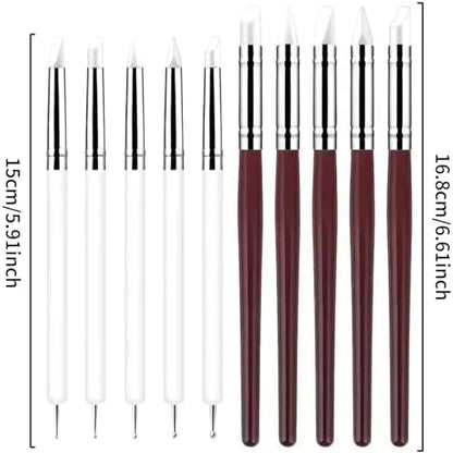 10 Pcs Silicone Clay Sculpting Tools Set, Double-Ended Dotting Tools & Silicone Brushes for Polymer Clay, Air Dry Clay, Pottery & DIY Crafting-White - Image 6