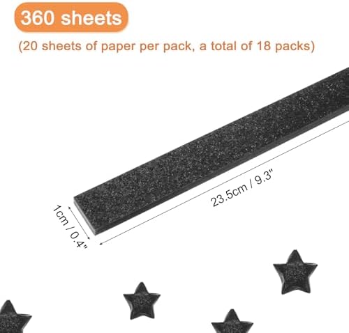 MECCANIXITY 360 Sheets Origami Paper Glitter Stars Papers Black Fold Paper for Beginner Arts Crafts Projects,0.4 x 9.3 Inch - Image 2