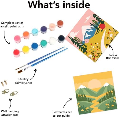 FQOVKYN 4 Packs Paint by Numbers Kit for Adults with Frame, DIY Landscape Adult's Paint by Number on Canvas, Mountain Oil Painting Kits for Home Wall Decor 8x8 Inch - Image 7