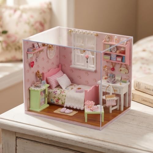 CUTEROOM DIY Miniature House Kit - Mini Craft Rooms for Adults with LED Lights, Realistic Mini Dollhouse Kit Building Model Kit, Creative Home Decor Gift-Sunshine Angel - Image 3