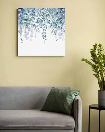 Sunteeny Paint by Number for Adults Beginner Spring Eucalyptus Leaves Watercolor Botanical Plant Rustic Blue Leaves DIY Digital Oil Painting by Numbers Picture Drawing On Canvas Framed 20"x20" - Image 3