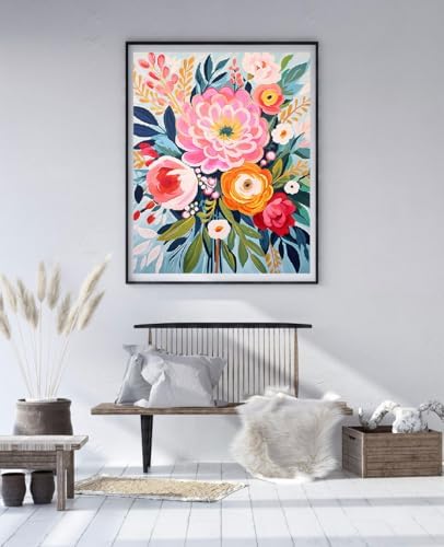 YarnMate Flowers Paint by Numbers Kit for Adults - Flowers in Vase Paint by Number on Canvas Without Frame, DIY Acrylic Painting for Gift Home Wall Decor (16x20 Inch) - Image 3