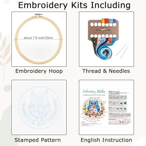 Louise Maelys Owl Embroidery Kit for Beginners Cross Stitch Kit for Adults - Image 4
