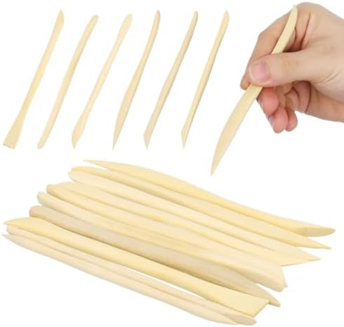 VILLCASE 30pcs Wooden Clay Sculpting Tools, 6.1'' Double Ended Clay Modeling Tools for Cutting Shaping Carving, Polymer Pottery Dough Ceramic Modeling Kit for Classrooms, Beginners, Group Activities by VILLCASE