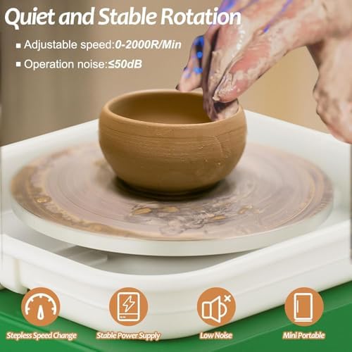 Dexcip Mini Pottery Wheel for Kid&Adult,2 Turntables Electric Ceramic Wheel - Image 4