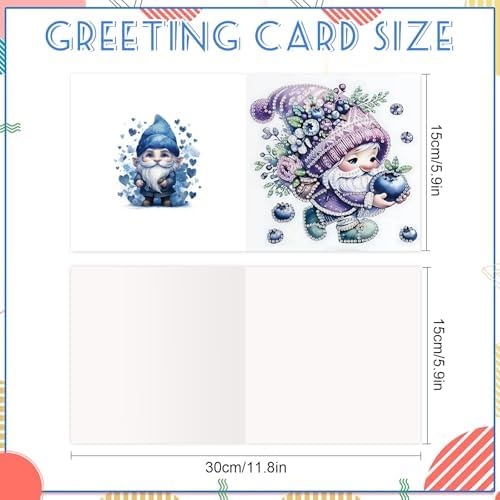 jinglinhh 12pcs Diamond Art Painting Lavender Blueberry Gnome Greeting Cards with Envelopes, DIY Card Making Kits for Adults, Diamond Art Postcards Christmas Cards Craft Gifts - Image 2
