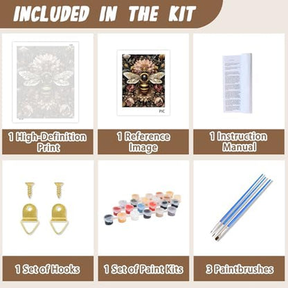 XTCIXAL Paint by Numbers Kit for Adults, Bee, 16X20 Inch - Image 5
