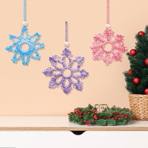 ACRNIGHEET 4pcs Snowflake Christmas Macrame Kit for Beginners, Xmas Tree Hangings Kits, Learn to Macrame with Step-by-Step Tutorials, Christmas Gifts - Image 4