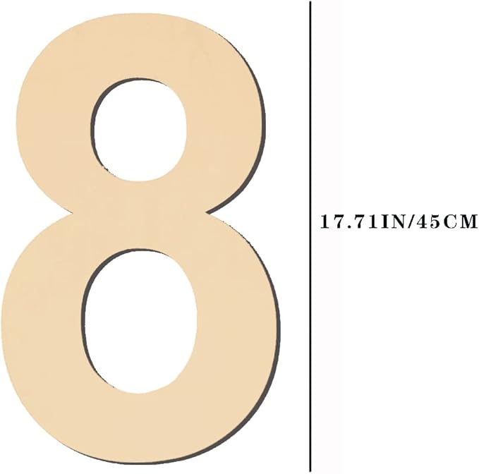 17 inch Large Wooden Numbers, Wood Number, Blank Wooden Number, Wooden Sign Board, Wooden Numbers for Crafts, DIY Projects, Birthday, Party, Wedding Decorations (Number 8)