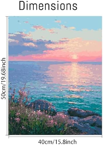 Mrnsiet Paint by Number for Adults Beginners, Easy Lake Paint by Numbers Kits on Canvas, Sunset Oil Painting Kits Adults' Paint-by-Number Kits for Home Wall Decor 16x20 Inch - Image 3