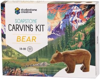 STUDIOSTONE CREATIVE DIY Arts & Crafts Carving Kit Kids Adults Bear Sculpture Soapstone by StudiostoneCreative
