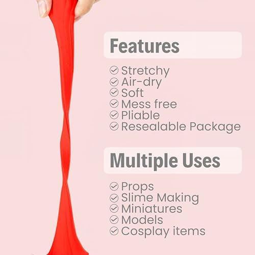 BOHS Red Modeling Foam Clay - 1.1 Lbs, Squishy,Soft, Air Dry -for Flower Mirror,Cosplay,Fake Bake, Slime Supplies-500g (Pack of 3) - Image 2