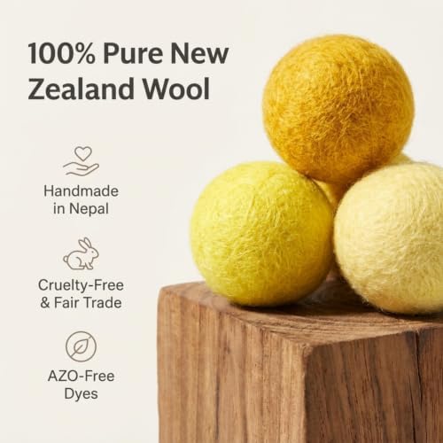 Glaciart One Felt Wool Balls, Felt Pom Poms (40 Pieces) 2 Centimeters - 0.8 Inch, Handmade Felted Yellow Colors - Bulk Small Puff for Felting and Garland - Image 5