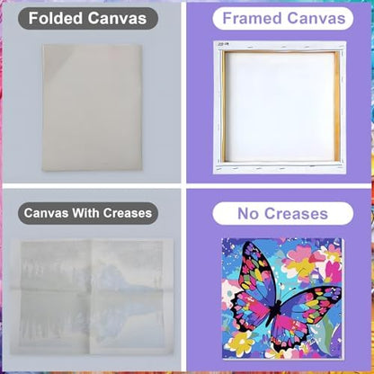 MVVMTOP 4 Pack Paint by Numbers Kit for Adults Beginner with Wooden Frame, Easy DIY Colorful Butterfly Acrylic on Canvas Paint Painting Kits, for Home Wall Decoration Arts Crafts 7.8x7.8inch - Image 5