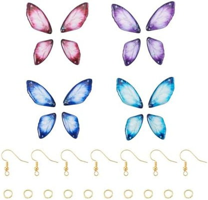 FASHEWELRY 16Pcs Resin Dragonfly Wing Charms Pure Color Insect Wing Earring Pendants Transparent Fairy Wings Charms with Earring Hooks Jump Rings for Necklace Bracelet Crafts Jewelry Making - Image 6