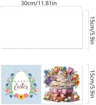 DIY Diamond Greeting Cards Set, 5D DIY Diamond Art Painting Festival Style Greeting Card, DIY Christmas Card Making Kits for Family Friends Handmade Gift-#27-Easter - Image 3
