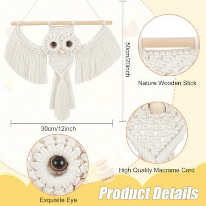 BEUNITONE Macrame Kits for Adults - 2 Set Beginner DIY Macrame Kit with Instructions, Cotton Rope Owl Decoration for Wall and Hallways - Image 3