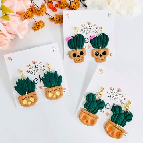 Xaekicr Halloween Cactus Polymer Clay Cutters – 6Pcs Skull Plant Clay Earring Cutters for DIY Halloween Jewelry – Cute Clay Tools for Polymer Clay Crafts - Image 5