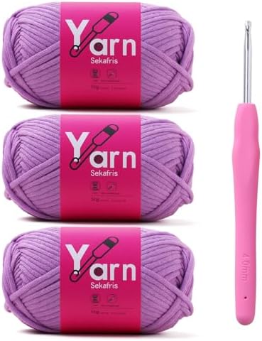Beginner Yarn for Crocheting Cotton Crochet Yarn #4 Pale Purple by Sekafris