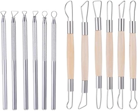 12PCS Double-Sided Clay Sculpting Tools, Wooden Handle Clay Carving Tools Clays Wire Loop Sculpture Set Clays Pottery Sculpting Tool Set for Ceramic, Carving Modeling by Unknown